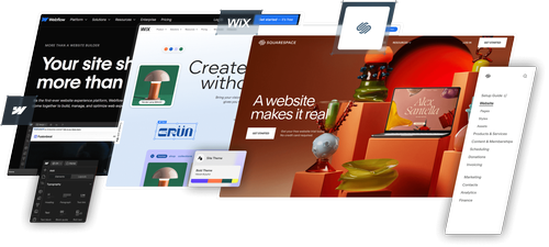 Website design and editing tools from Webflow, Wix, and Squarespace