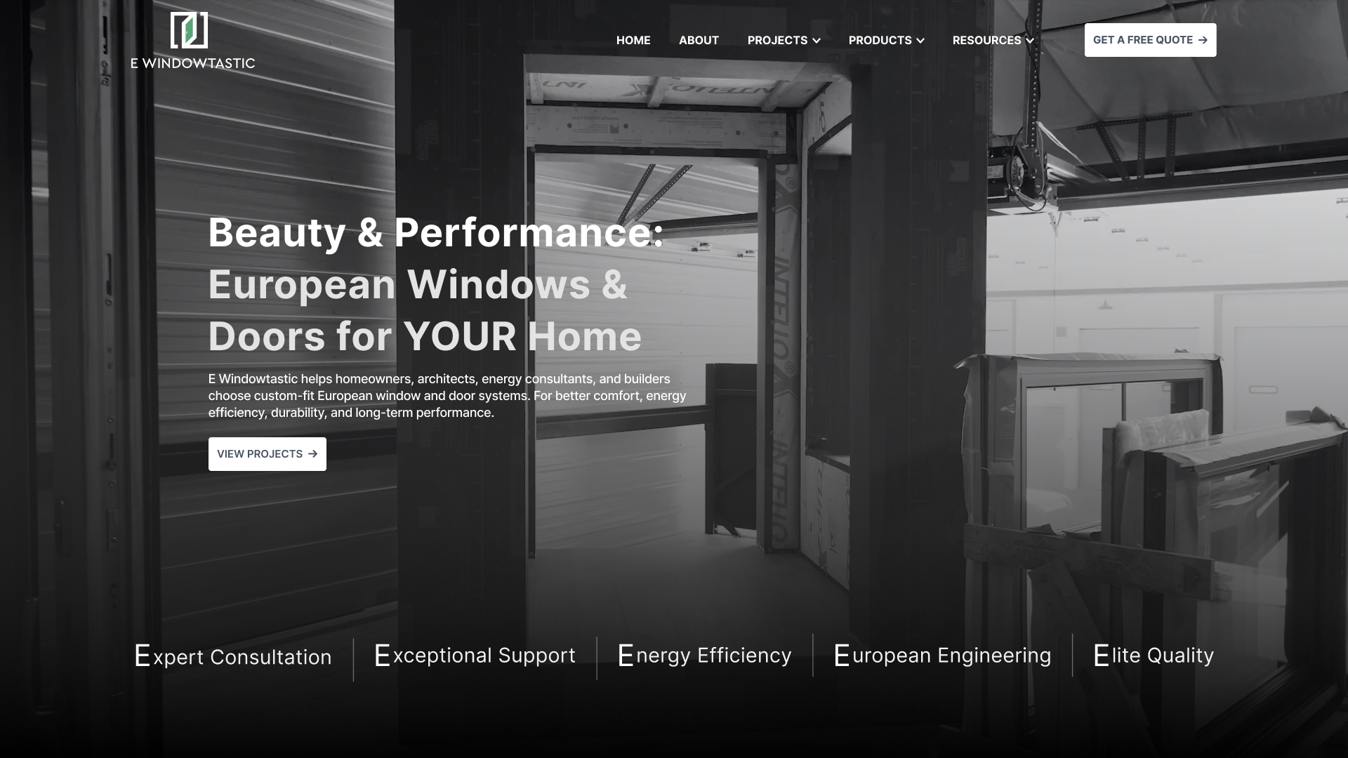 E Windowtastic's redesigned website featuring premium European windows and doors