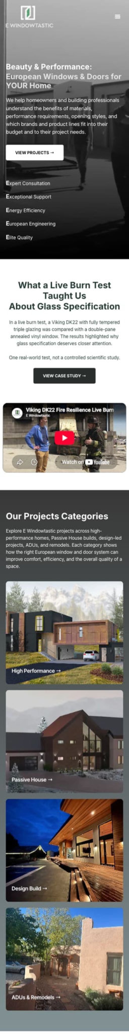 Mobile homepage preview of E Windowtastic